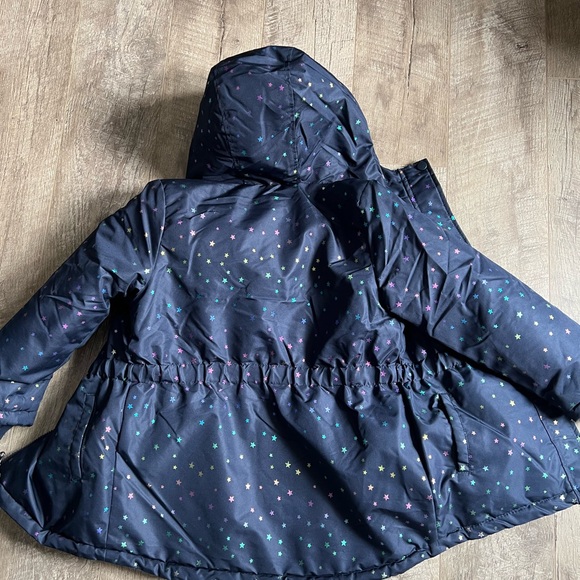 Girls Winter coat navy multicolored stars like new 6-7 years old - Picture 3 of 8